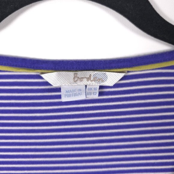 Boden‎ PORTUGAL MADE Scoop Striped Viscose Jersey Knit Top Pleated WL796 Size 12 - Picture 3 of 7
